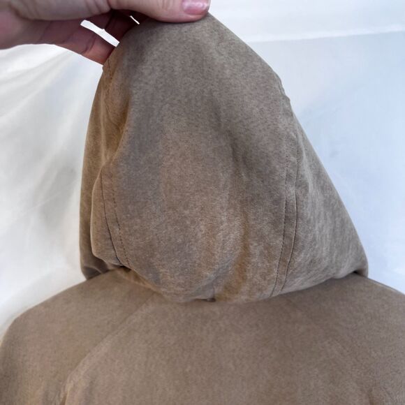 London Fog Hooded Lightweight Suede-Like Zip Up Neutral Jacket Lined Size XL - Picture 5 of 14